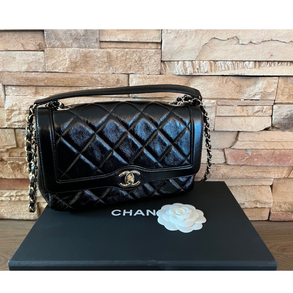 Chanel Black Glazed Calfskin Bag